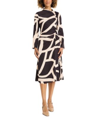 Maggy London - Women's Printed Asymmetric Ruched Dress