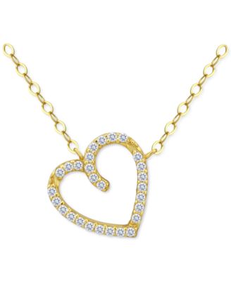 Giani Bernini - Cubic Zirconia Heart Pendant Necklace, 16" + 2" extender