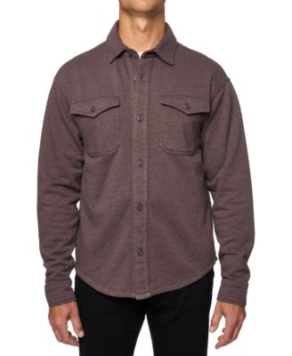 Lazer - Men's Relaxed Fit Long Sleeve Button-Front Burnt Fleece Shirt-Jacket