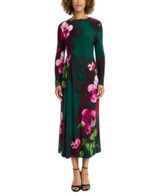 Maggy London - Women's Floral-Print Gathered A-Line Dress