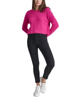 DKNY Jeans - Petite Crewneck Cable-Knit Sweater