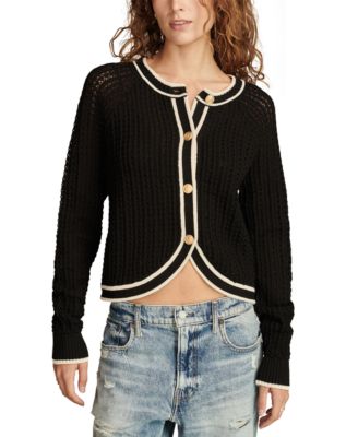Lucky Brand - Women's Contrast-Trim Button-Front Sweater Jacket