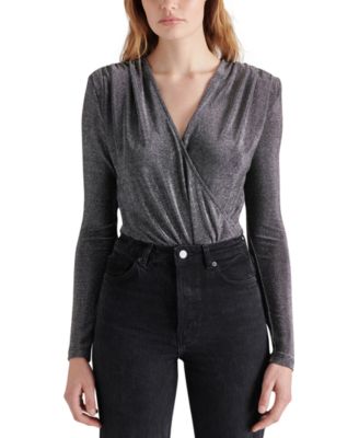 Steve Madden - Women's Melvina Ruched Metallic-Knit Bodysuit