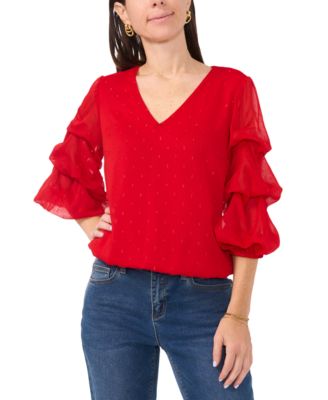 Sam & Jess - Petite 3/4-Marie Sleeve V-Neck Top