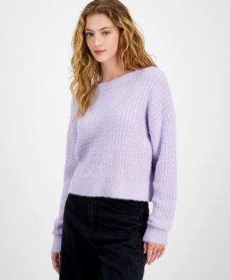 Hippie Rose - Juniors' Ribbed Drop-Shoulder Sweater