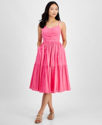 On 34th - Women's Cotton Clip-Dot Sleeveless Midi Dress