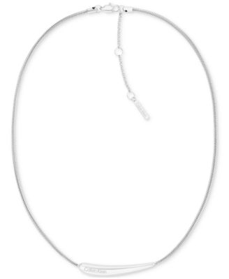 Calvin Klein - Stainless Steel Elongated Raindrop Collar Necklace, 16" + 2" extender