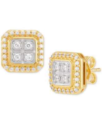 Grown With Love - Lab Grown Diamond Square Halo Cluster Stud Earrings (1/2 ct. t.w.) in 10k Gold