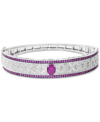 EFFY Collection - Ruby (1-7/8 ct. t.w.) & Diamond (1 ct. t.w.) Filigree Bangle Bracelet in Sterling Silver