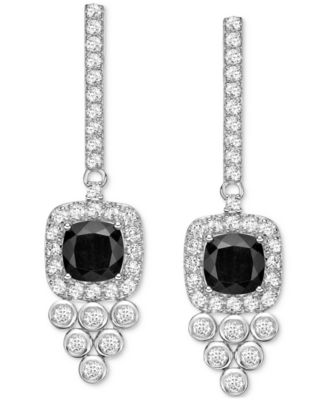 Macy's - Truffle Sapphire (2-1/2 ct. t.w.) & White Sapphire (1/4 ct. t.w.) Drop Earrings in Sterling Silver
