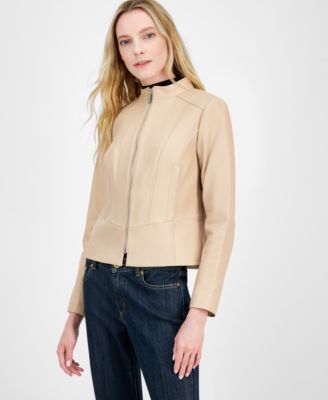 Michael Kors - Petite Leather Racer Jacket