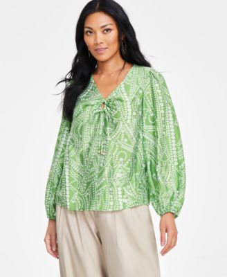 I.N.C. International Concepts - Women's Printed Keyhole Blouse