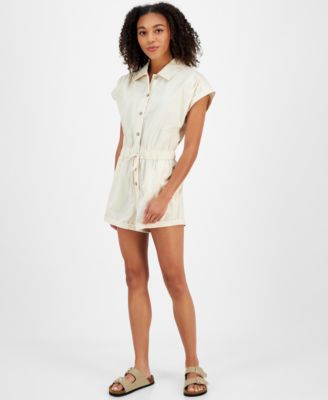 Celebrity Pink - Juniors' Cotton Button-Front Romper