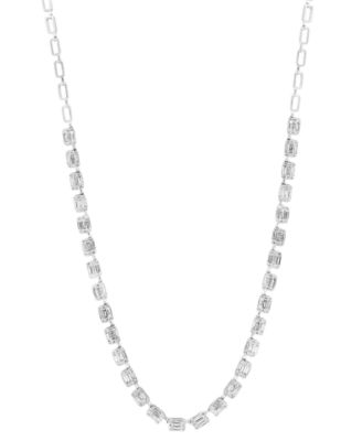 EFFY Collection - Diamond Baguette & Round Cluster 18-1/2" Tennis Necklace (4-3/8 ct. t.w.) in 14k White Gold