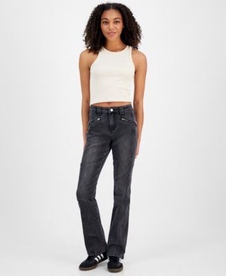 Madden Girl - Juniors' High-Rise Zip-Pocket Bootcut Jeans