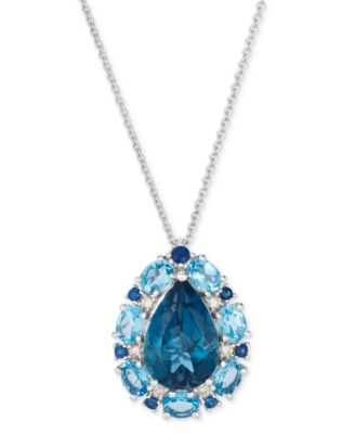 Le Vian - Multi-Gemstone (4-1/2 ct. t.w.) & Nude Diamond (1/20 ct. t.w.) Pear-Shape 20" Adjustable Pendant Necklace in 14k White Gold