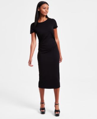 Bar III - Women's Ruched Short-Sleeve Midi Dress