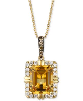 Le Vian - Citrine (2-5/8 ct. t.w.) & Diamond (1/4 ct. t.w.) 19" Pendant Necklace in 14k Yellow Gold