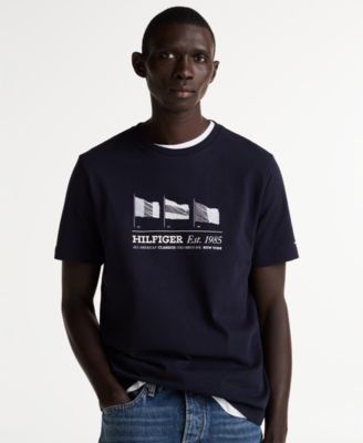 Tommy Hilfiger - Men's Embroidered Hilfiger Flags T-Shirt