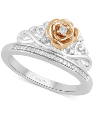 Disney Enchanted Vault - Diamond Belle Rose Tiara Ring (1/10 ct. t.w.) in Sterling Silver and TK Rose Gold-Plated Sterling Silver