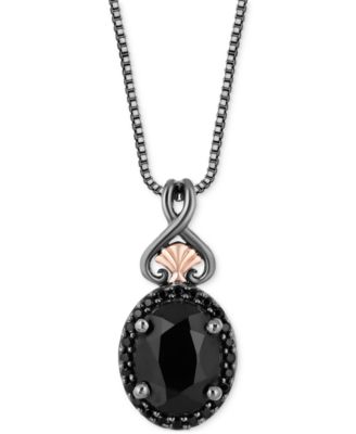 Disney Enchanted Vault - Onyx & Black Diamond (1/10 ct. t.w.) Ursula Pendant in Necklace Black Rhodium-Plated Sterling Silver & 14k Rose Gold, 16" + 2" extender