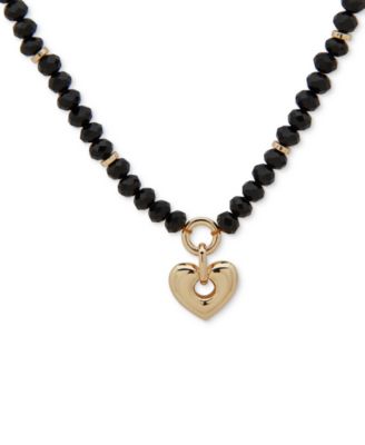 Anne Klein - Gold-Tone Imitation Pearl & Pav&eacute; Heart Pendant Necklace, 16" + 3" extender