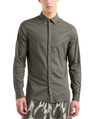 A|X Armani Exchange - Men's Long Sleeve Grid-Print Stretch Button Front Shirt