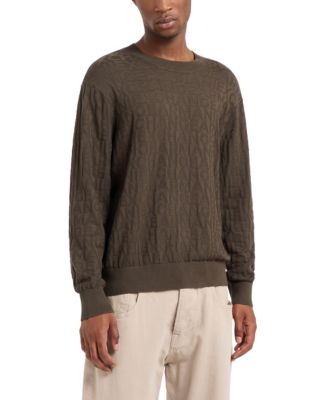 A|X Armani Exchange - Men's Jacquard llover Debossed Logo Crewneck Sweater