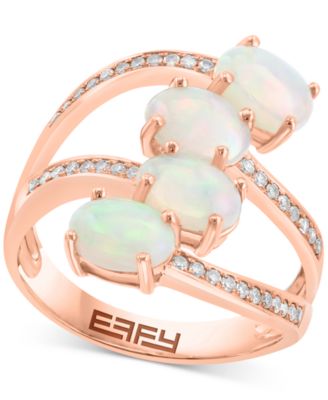 EFFY Collection - Ethiopian Opal (1-3/4 ct. t.w.) & Diamond (1/5 ct. t.w.) Split Statement Ring in 14k Rose Gold