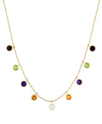EFFY Collection - Multi-Gemstone (2-1/3 ct. t.w.) Charm Statement Necklace in 14k Yellow Gold, 18" + 1" extender