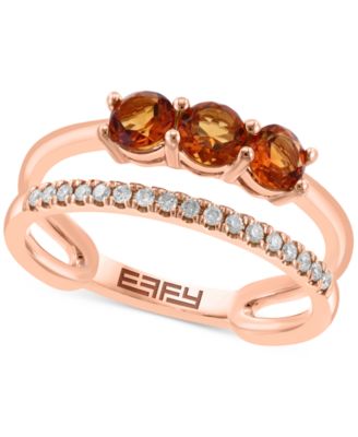 EFFY Collection - Citrine (5/8 ct. t.w.) & Diamond (1/10 ct. t.w.) Split Ring in 14k Rose Gold
