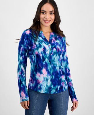 I.N.C. International Concepts - Petite Printed Long-Sleeve Top