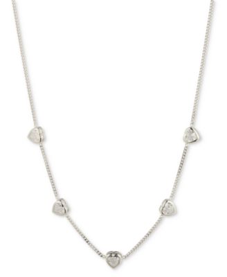 Givenchy - Silver-Tone Crystal Heart Bezel Collar Necklace, 16" + 3" extender
