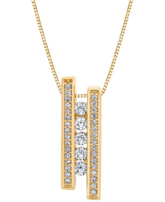 Sirena - Diamond Triple Bar 18" Pendant Necklace (1/2 ct. t.w.) in 14k Yellow Gold