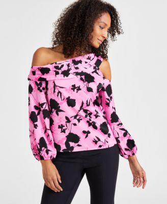 I.N.C. International Concepts - Women's Printed Asymmetrical One-Shoulder Top