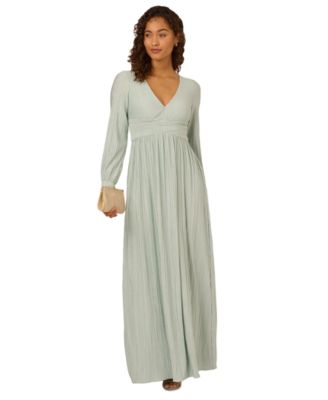 Adrianna Papell - Women's V-Neck Pleated Metallic Gown