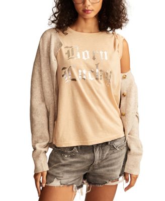 Lucky Brand - Women's Metallic Born Lucky Crewneck Tee