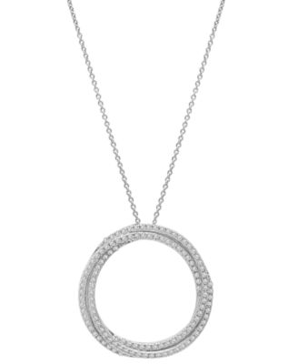 Macy's - Diamond Open Circle Pendant Necklace (1/2 ct. t.w.) in Sterling Silver, 18" + 2" extender