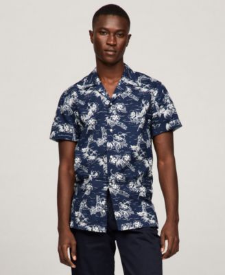 Tommy Hilfiger - Men's Printed Short Sleeve Flex Poplin Shirt