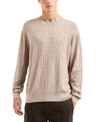 A|X Armani Exchange - Men's Regular-Fit Textured Logo Jacquard Sweater