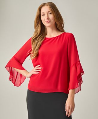 Kasper - Petite Ruffle-Sleeve Blouse