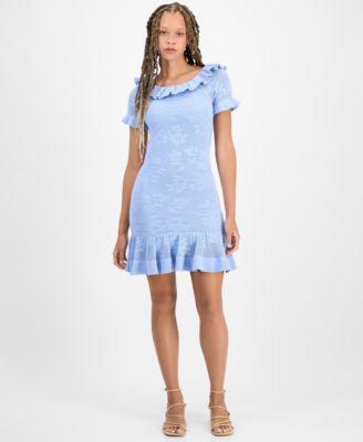 Freshman - Juniors' Crocheted Ruffled Mini Dress