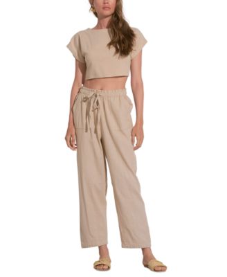 Elan - Women's High-Rise Straight-Leg Drawstring Pants