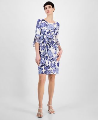 Connected - Women's Printed Side-Tab Bell-Sleeve Dress