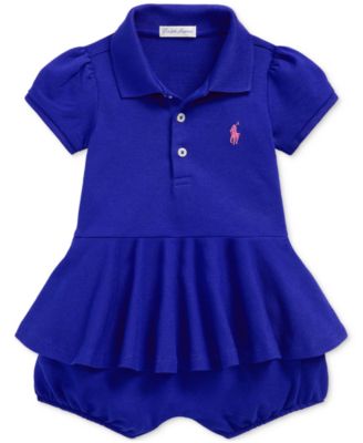 Polo Ralph Lauren - Baby Stretch Mesh Peplum One-Piece Polo Romper