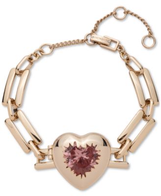 Givenchy - Gold-Tone Stone Heart Charm Large Link Bracelet