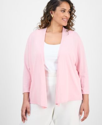 Kasper - Plus Size 3/4-Sleeve A-Line Cardigan