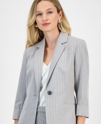 Kasper - Women's Pinstriped One-Button Blazer