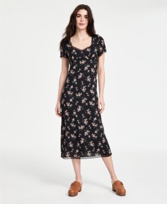Lucky Brand - Women's Floral Lace-Trim Midi Dress