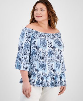 Style & Co - Plus Size Runway Floral Convertible Top